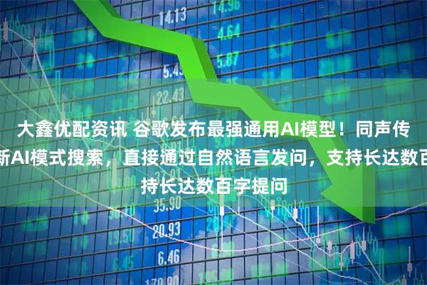 大鑫优配资讯 谷歌发布最强通用AI模型!同声传译、全新AI模式搜索,直接通过自然语言发问,支持长达数百字提问